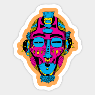 CMYK African Mask 5 Sticker